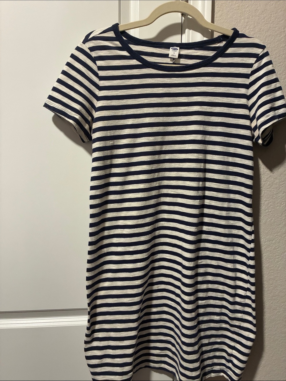 Old Navy Navy and White Striped Tee Dress